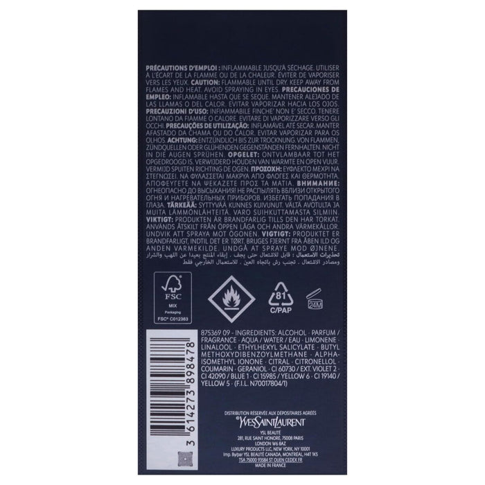 Men's Perfume YSL Y Pour Homme Eau de Parfum Intense EDP 100 ml