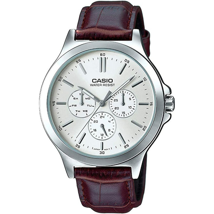 Zegarek Męski Casio MULTIFUNCTION SILVER, LEATHER (Ø 41,5 mm)