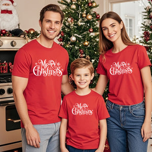 Cotton Red Printed T-shirt Christmas Top