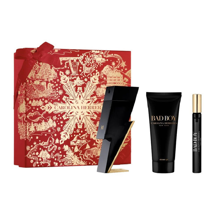 Men's Perfume Set Carolina Herrera Bad Boy EDT 3 Pieces