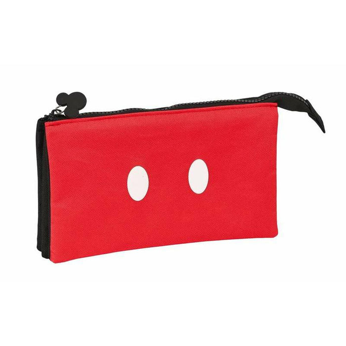 Trousse Fourre-Tout Triple Mickey Mouse Mickey mood Noir Rouge 22 x 12 x 3 cm