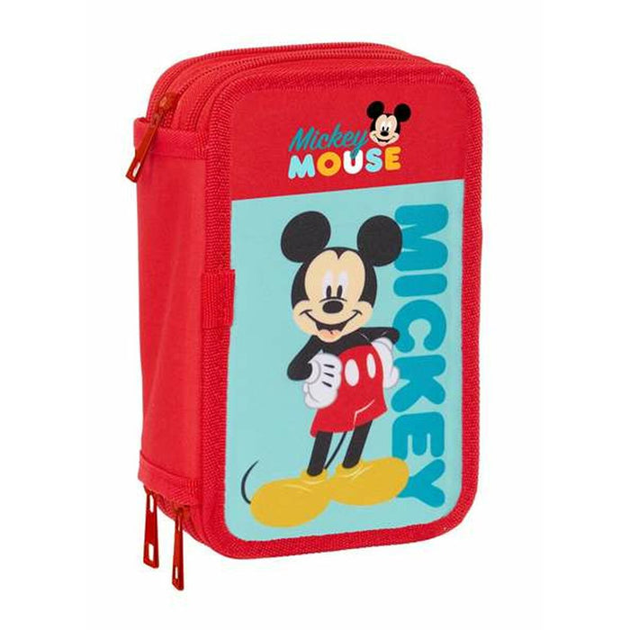 Triple Pencil Case Mickey Mouse Red 12,5 x 19,5 x 5,5 cm 37 Pieces