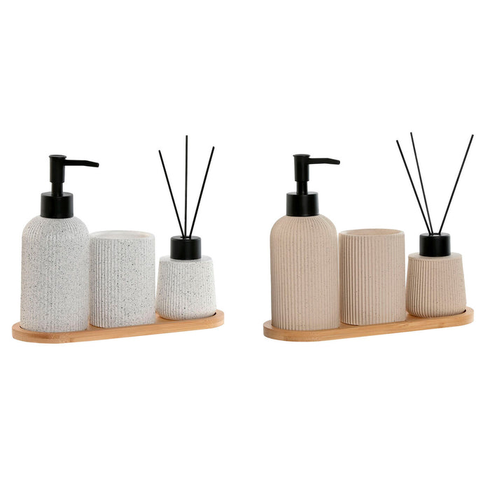 Zestaw do Kąpieli Home ESPRIT Biały Krem Bambus Dolomite 24 x 9 x 1 cm 4 Części (2 Sztuk)