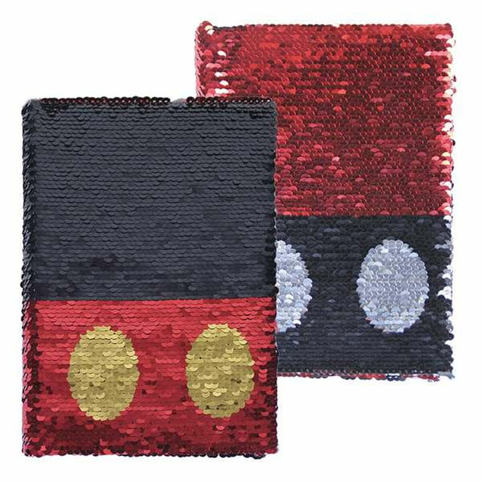 Cahier de Notes Sirène Magique à Paillettes Mickey Mouse Rouge