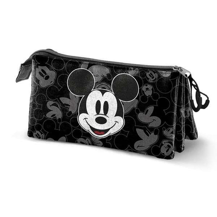 Trousse Fourre-Tout Triple Mickey Mouse Noir