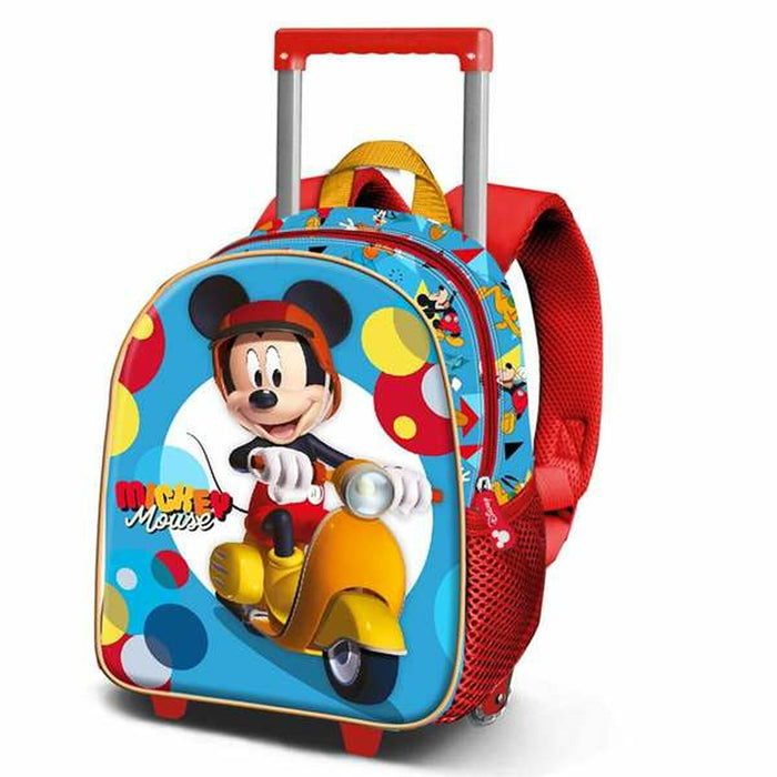 Plecak szkolny 3D z kółkami Mickey Mouse Scooter Niebieski Czerwony 26 x 13 x 34 cm
