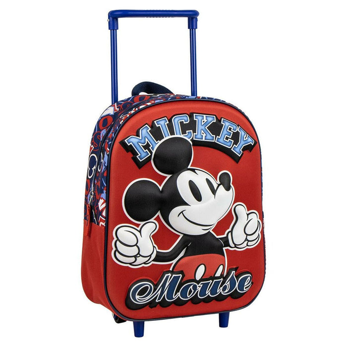 School Rucksack with Wheels Mickey Mouse Red 25,0 x 31,0 x 10,0 cm 3D