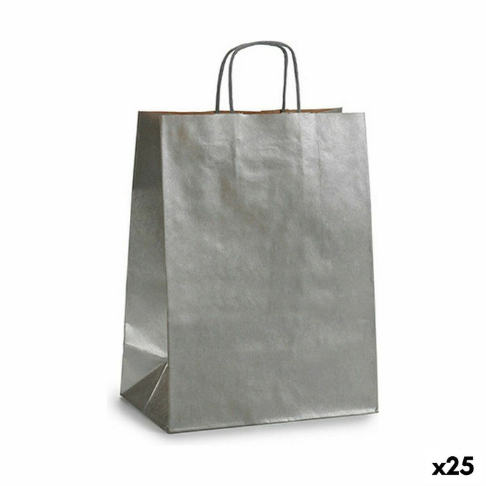 Paper Bag Pincello Silver 24 x 12 x 40 cm 24 x 40 x 0,2 cm (25 Units)