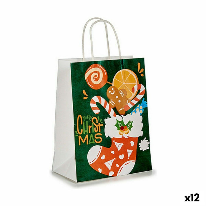 Paper Bag Krist+ Green 35 x 0,3 x 21 cm Christmas Stocking (12 Units)