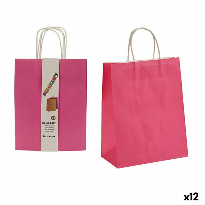 Ensemble de Sacs Pincello Rose 11 x 36 x 21 cm Papier 2 Pièces (12 Unités)
