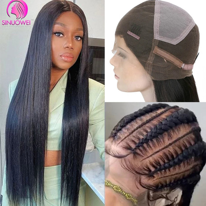 Full Lace Human Hair Straight Wigs Brazilian Transparent Lace Frontal Human Hair Wigs For Women Pre Plucked Remy Hair