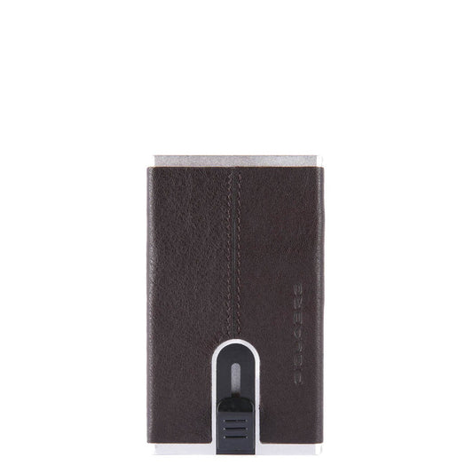 Piquadro, Black Square, Leather Card Holder, Square Sliding System, PP4825B3R-TM, Brown, For Men