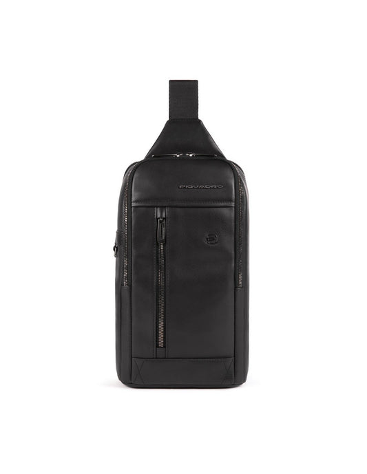 Piquadro, Monospalla, Leather, Leather Backpack, Black, Mono Sling, For Men, 19 x 32 x 8 cm