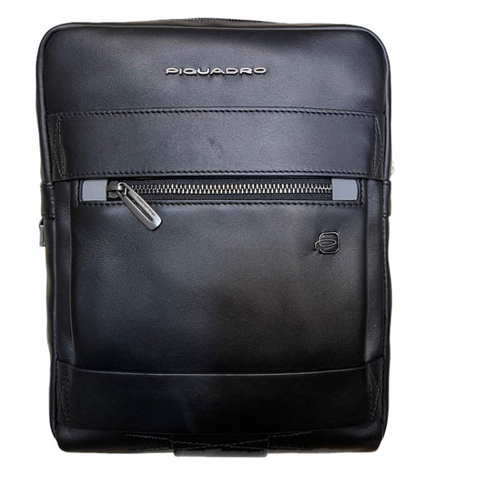 Piquadro, Obidos, Small, Leather Crossbody Bag, Black, 22 x 28 x 5 cm, For Men