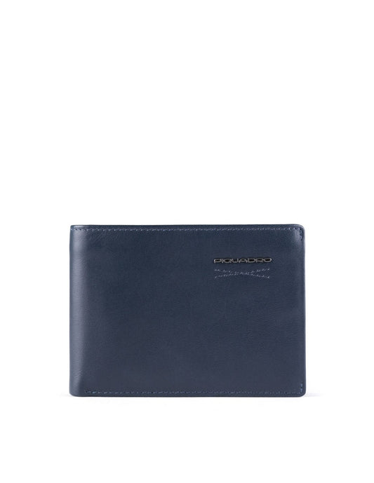 Piquadro, Obidos, Leather Wallet, Coin Holder, Blue, For Men