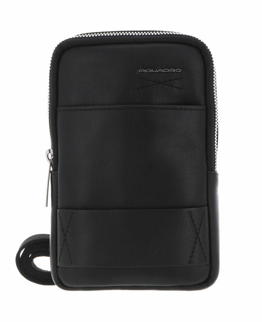 Piquadro, Obidos, Leather Crossbody Bag, Black, For Men