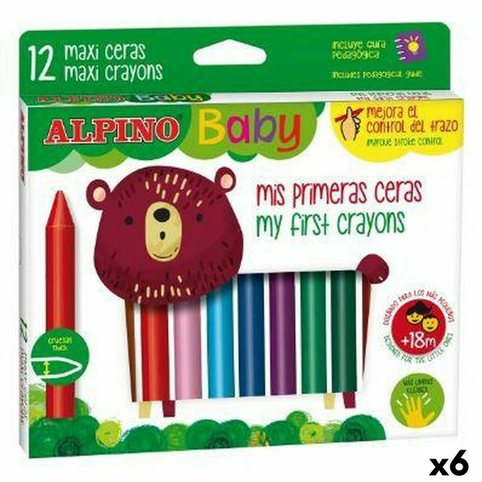 Coloured crayons Alpino Baby Multicolour 12 Pieces (6 Units)