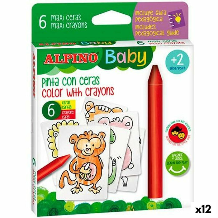 Coloured crayons Alpino Baby Jungle Multicolour (12 Units)